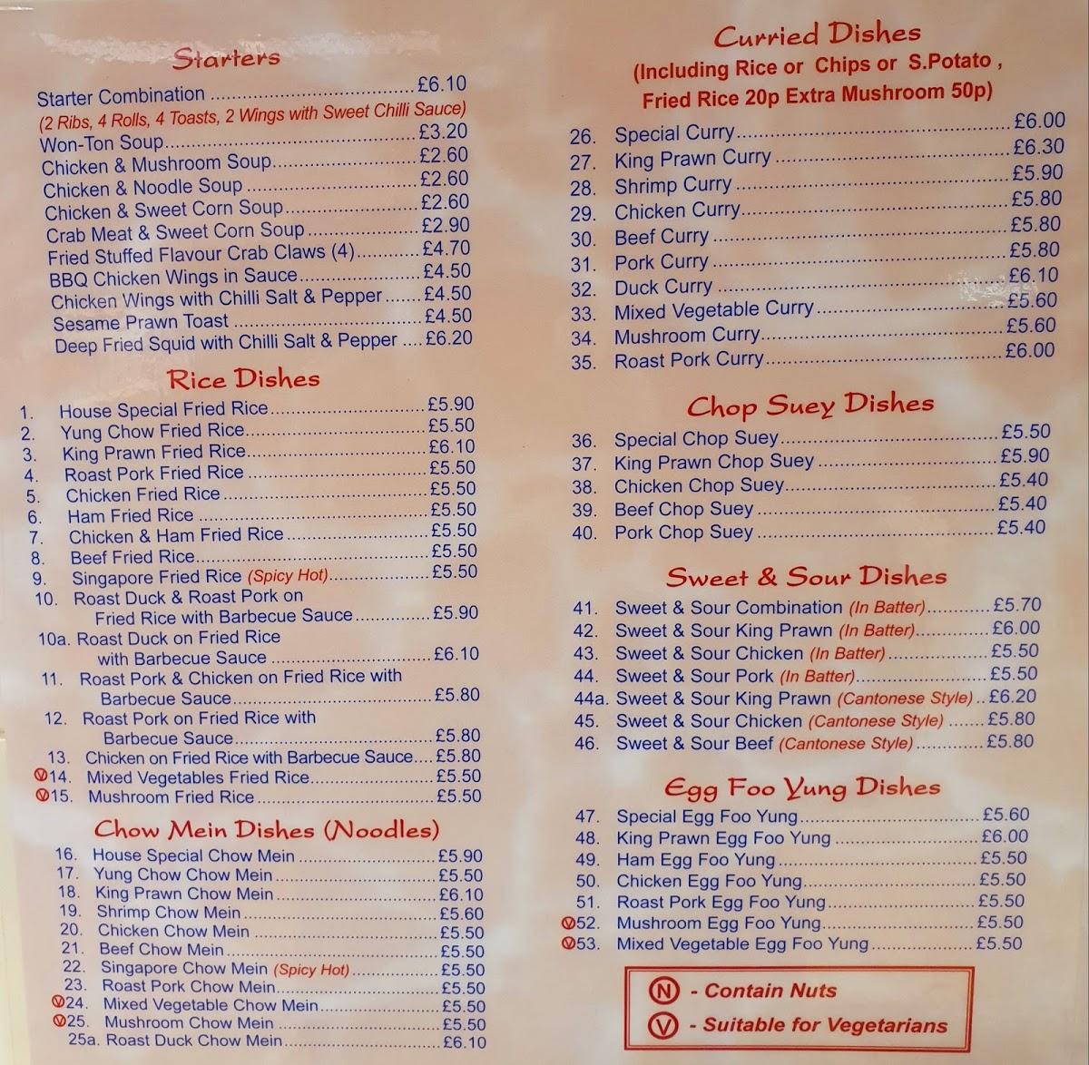 Menu at Tasty Chinese fast food, Telford