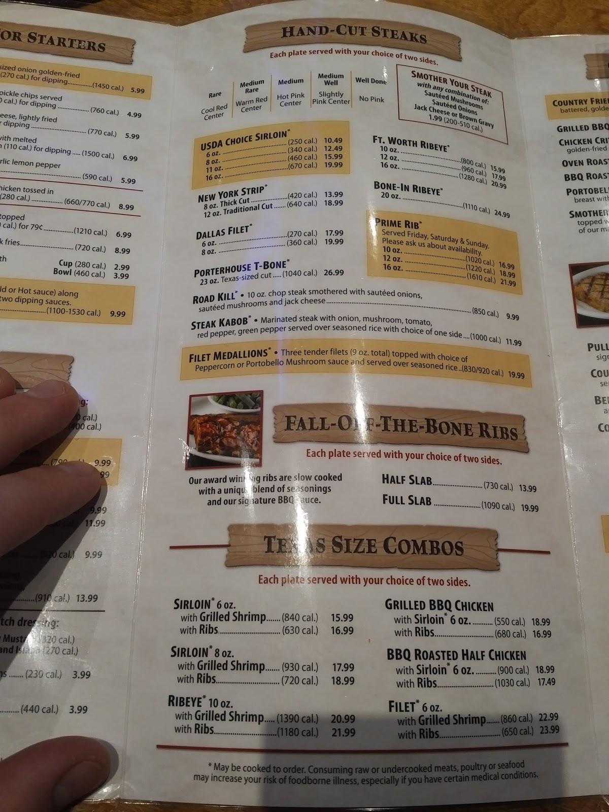 Menu at Texas Roadhouse BBQ, Toledo, Secor Rd