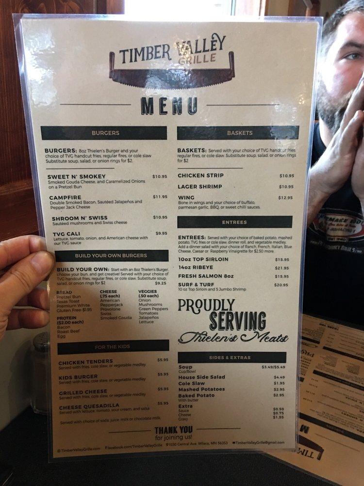 Menu at Timber Valley Grille pub & bar, Milaca
