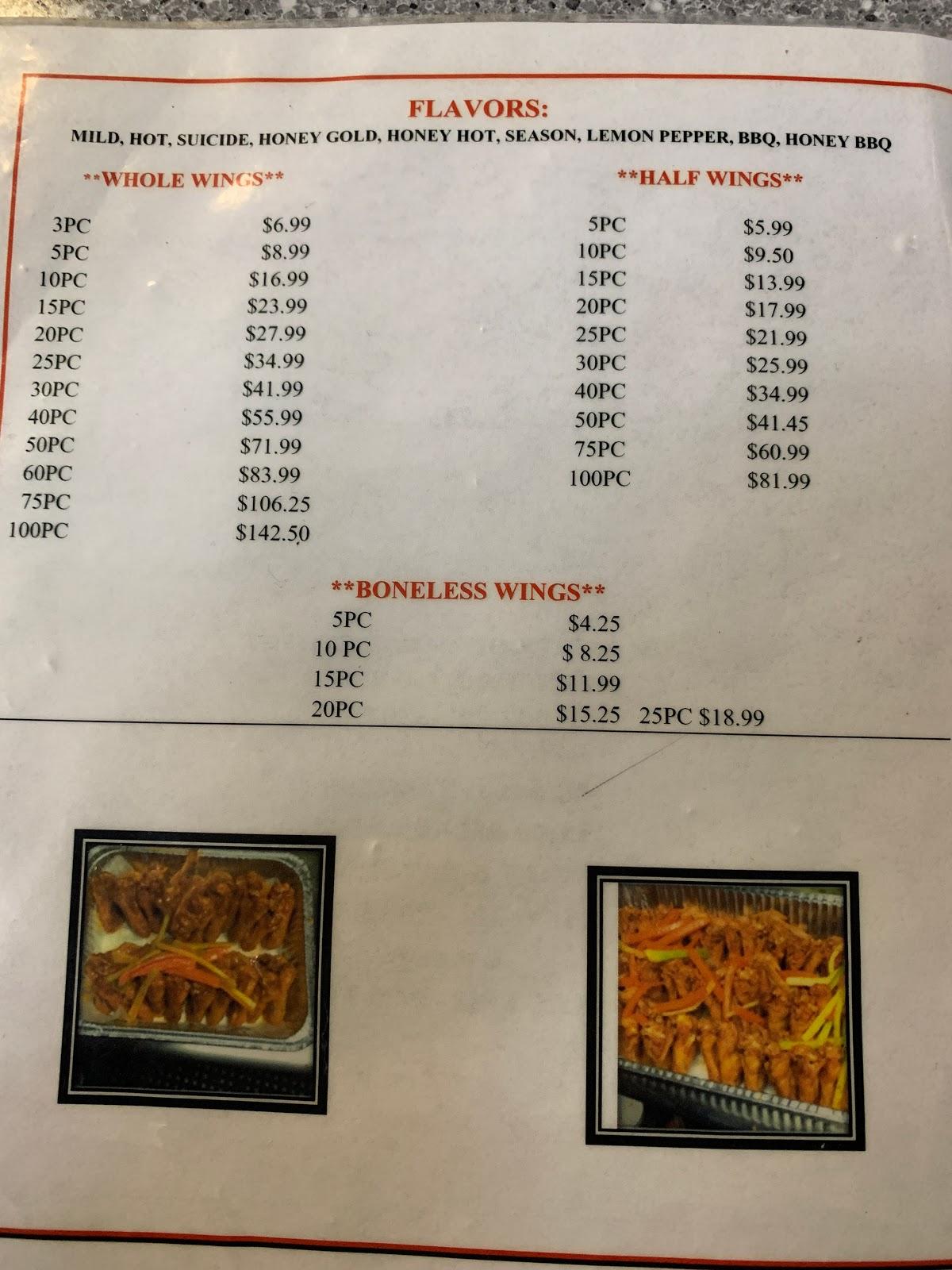 Menu at Wings World restaurant, Hernando