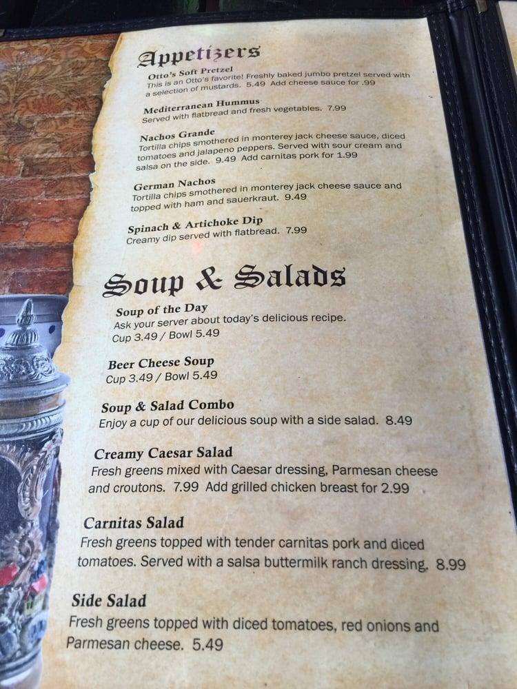 Menu at Otto's Beer & Brat Garden pub & bar, Minocqua