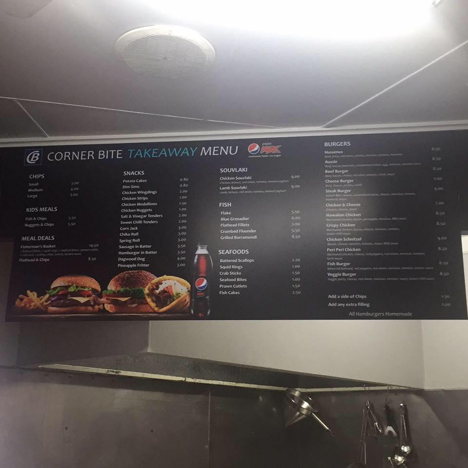 Menu at Corner bite takeaway fast food, Lenah Valley