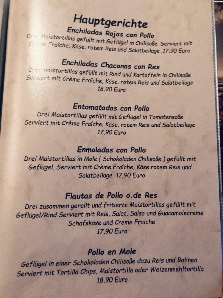 Carta del restaurante El Pikosito, Hamburgo