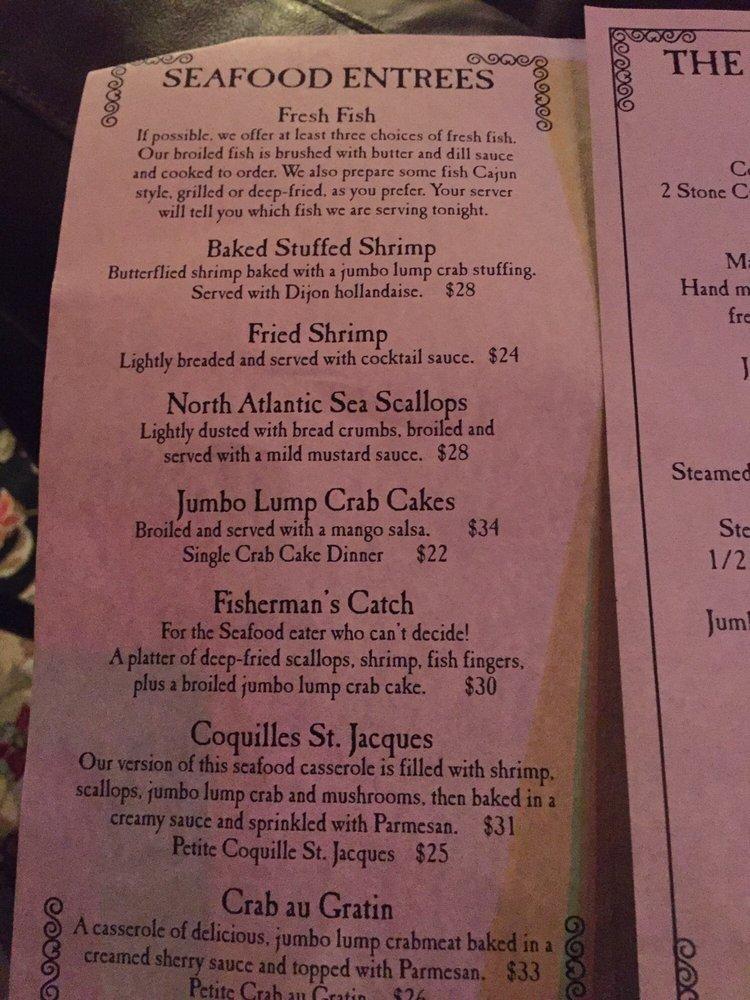 Menu at Ocean Grill steakhouse, Vero Beach, Beachland Blvd