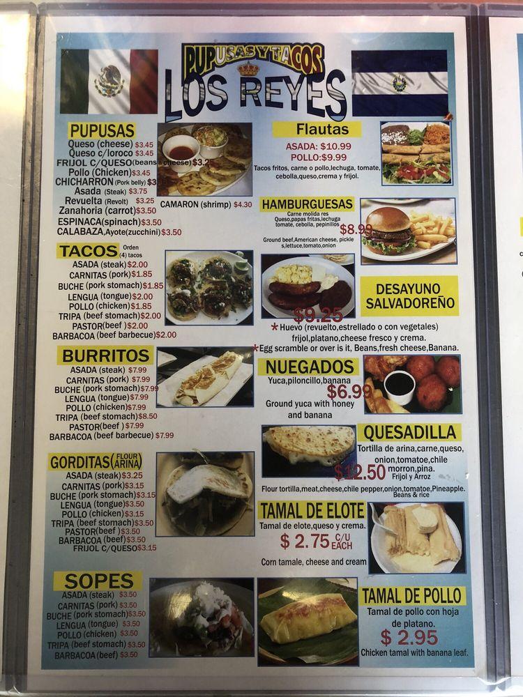 Menu at Pupusas Y Tacos Los Reyes restaurant, Denver