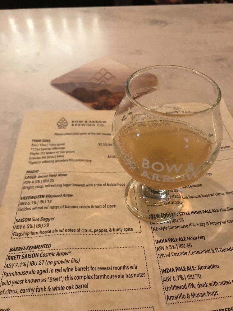 Menu at Bow & Arrow Brewing restaurant, Albuquerque