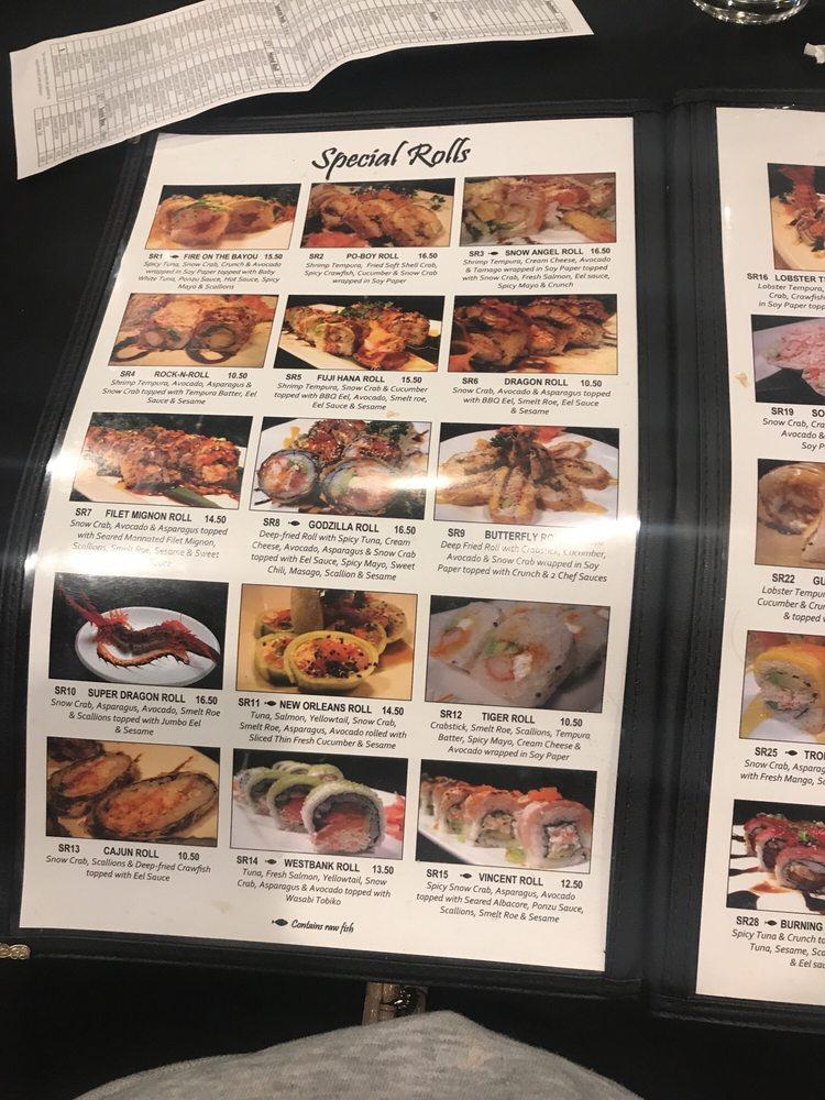 Menu at Fuji Hana Sushi Bar and Hibachi Steakhouse, Gretna