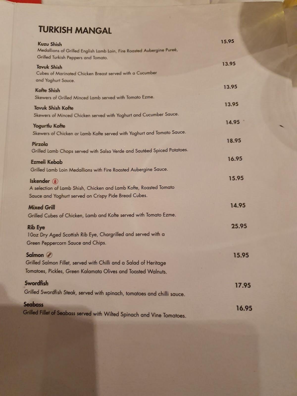Menu at HAZ St Paul's restaurant, London, 34 Foster Ln