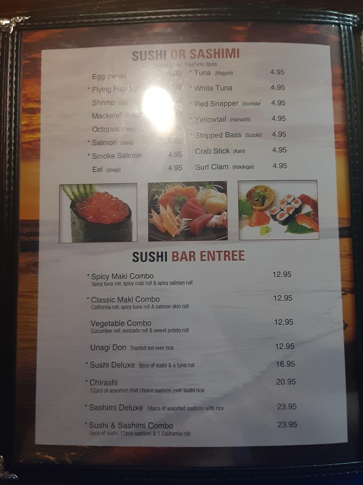 Menu at Kiyomi Japanese Cuisine restaurant, Syracuse