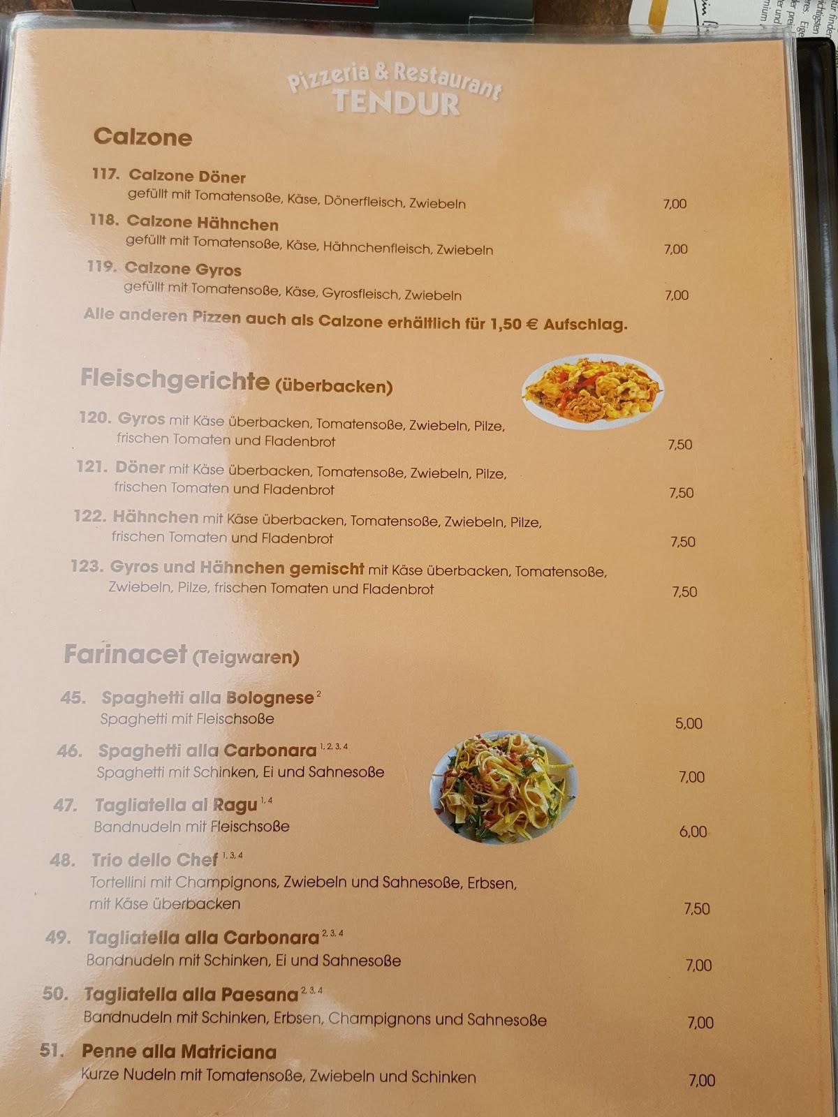 Speisekarte Von Restaurant Tendur Esterwegen Esterwegen