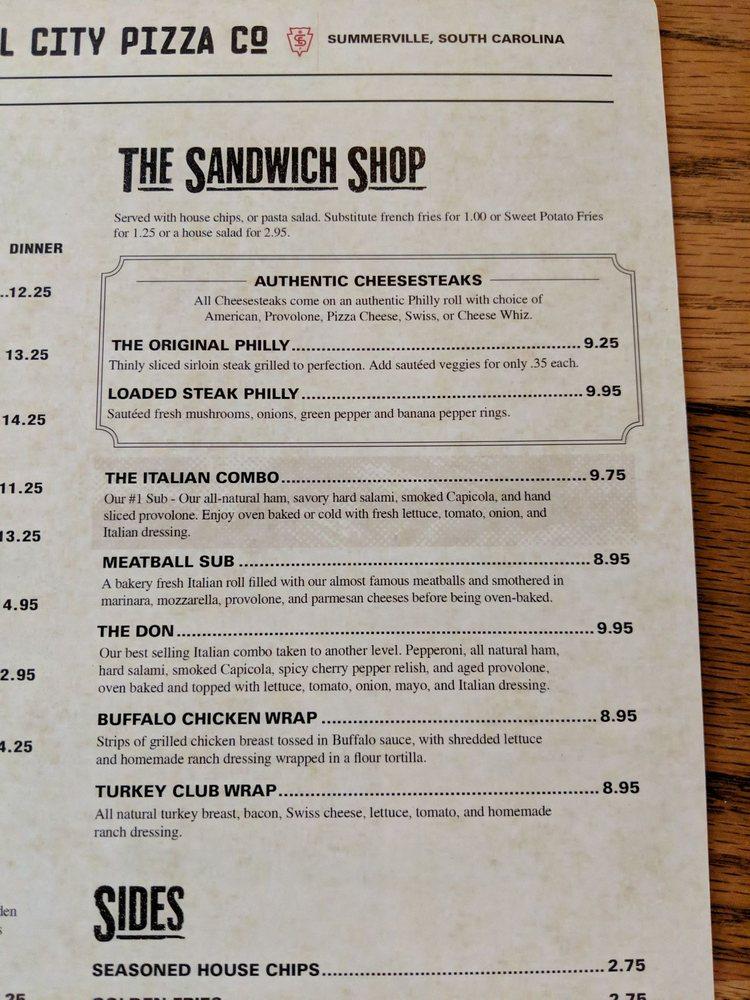 Menu at Steel City Pizza pizzeria, Summerville