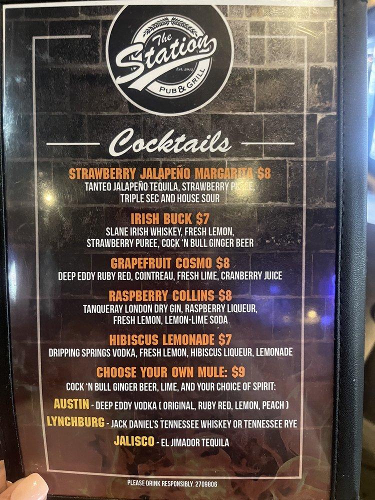 Menu at The Station Pub & Grill, Tucson