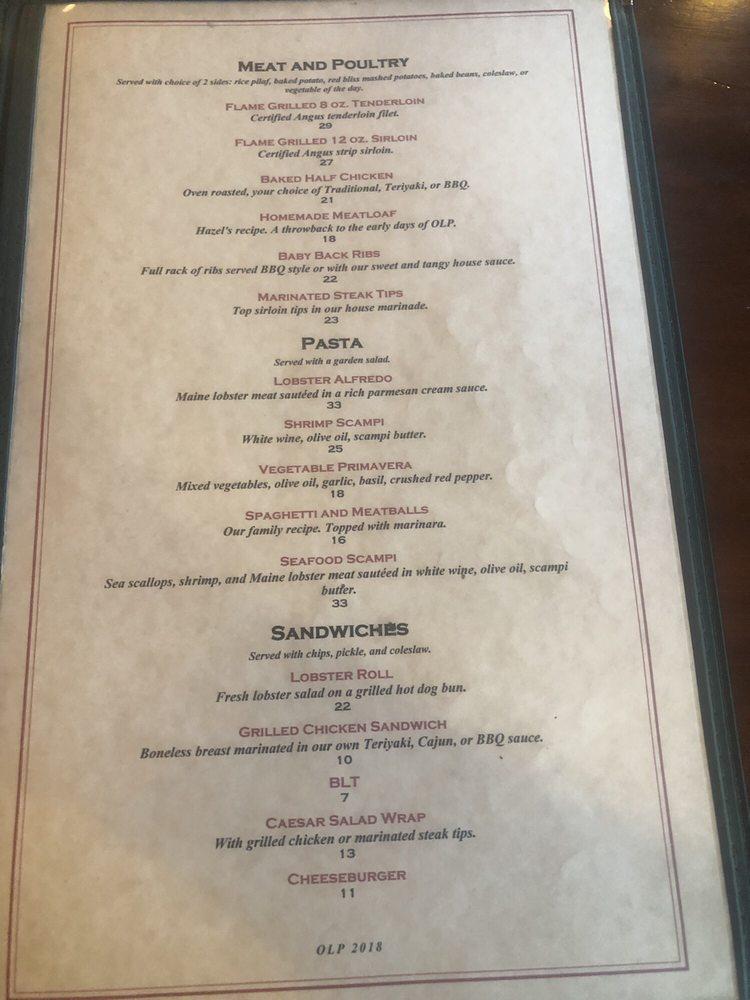 Menu at Ogunquit Lobster Pound Restaurant, Ogunquit, 504 Main St