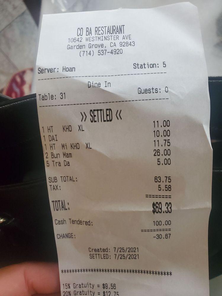 Carta del restaurante Quán Nhà Hai Lúa, Garden Grove