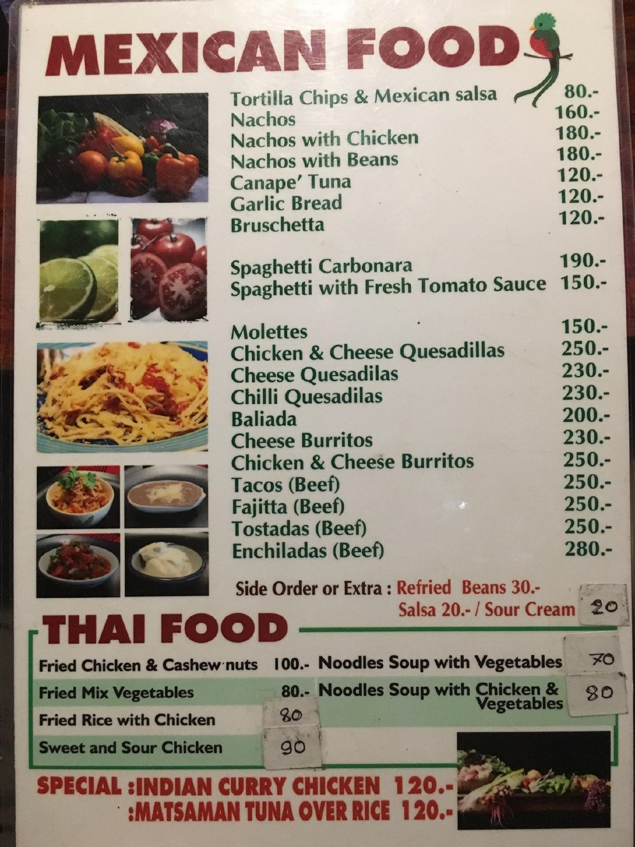 Menu At Bamboo Mexican House Restaurant Wiang Wiang   R508 Bamboo Mexican House Restaurant Menu 