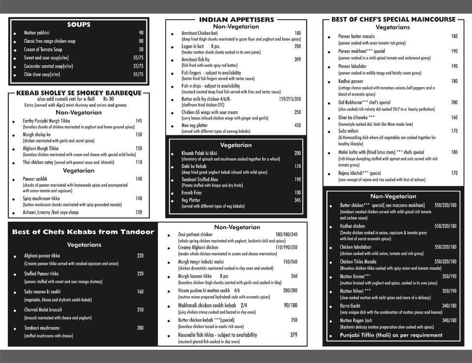Cheffrunn menu