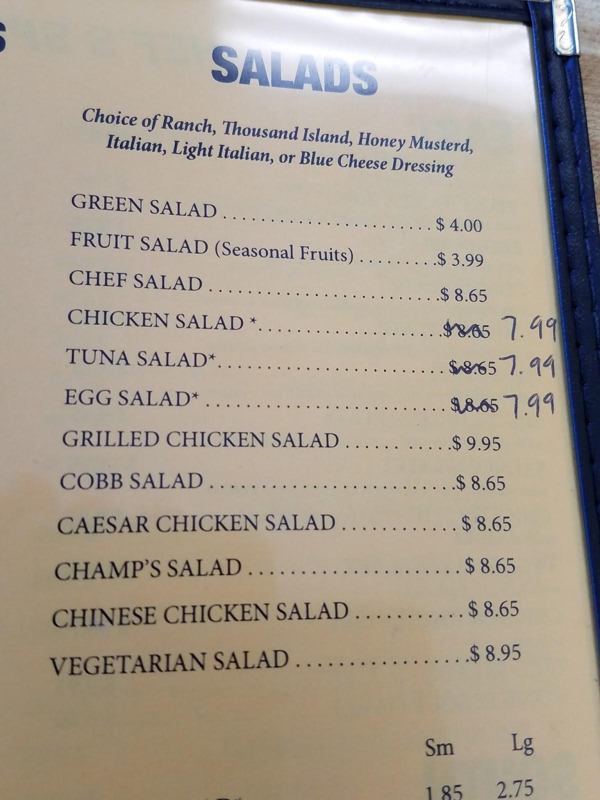 Menu at Champ's Deli Restaurant, Signal Hill
