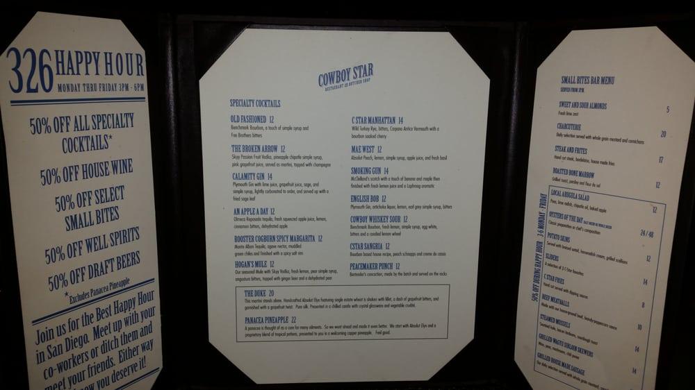Menu at Cowboy Star Restaurant and Butcher Shop, San Diego