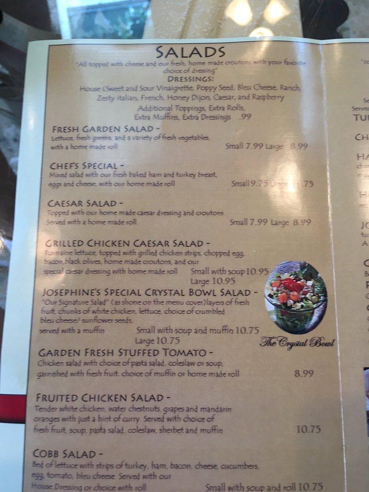 Menu at Josephine's Tea Room & Gift Shops restaurant, Godfrey