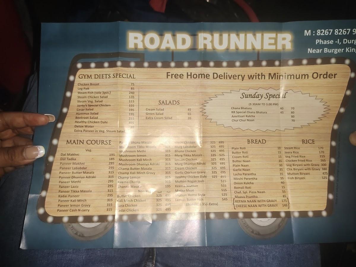 Road runner cafe menu