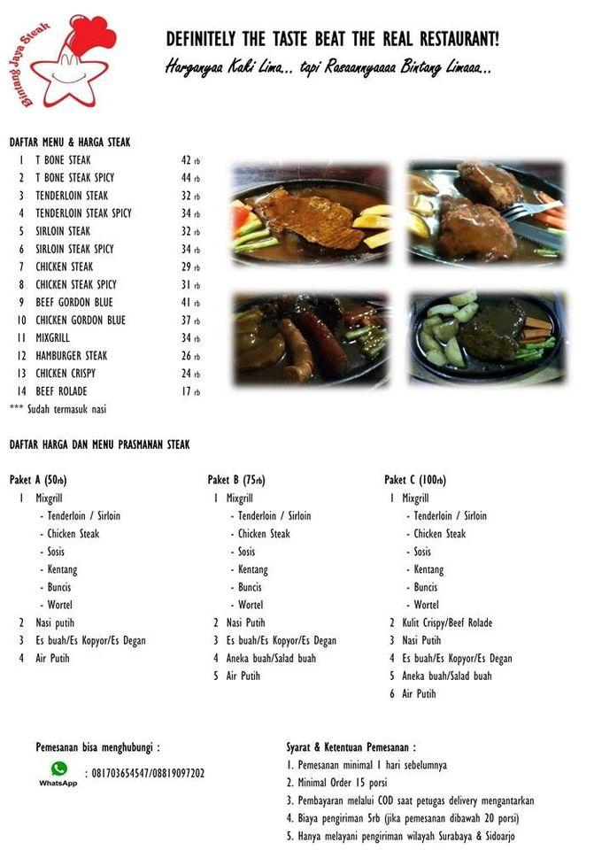 Menu at Bj.steak delivery order steakhouse, Surabaya