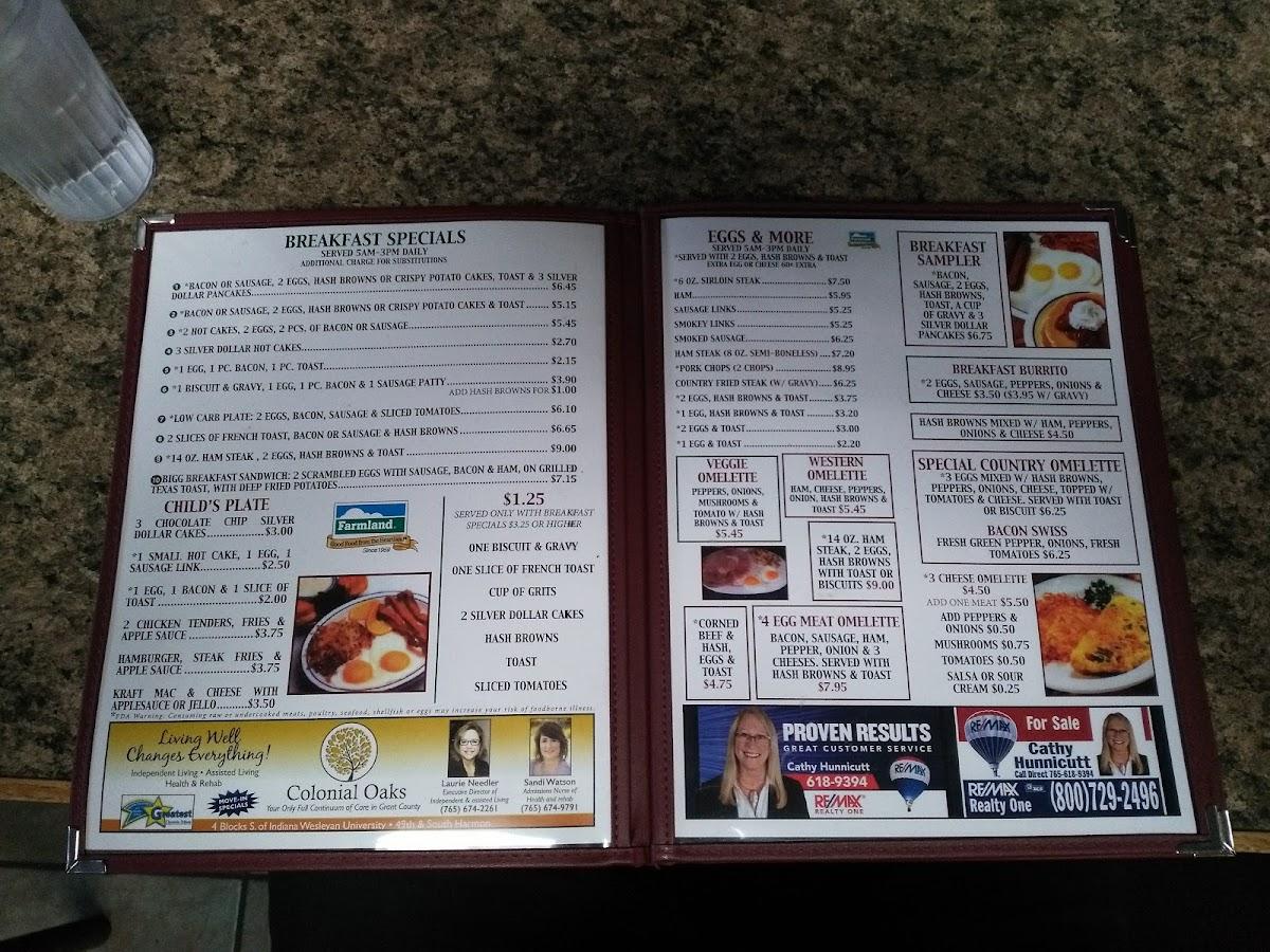 Menu at J & L Breakfast House steakhouse, Marion