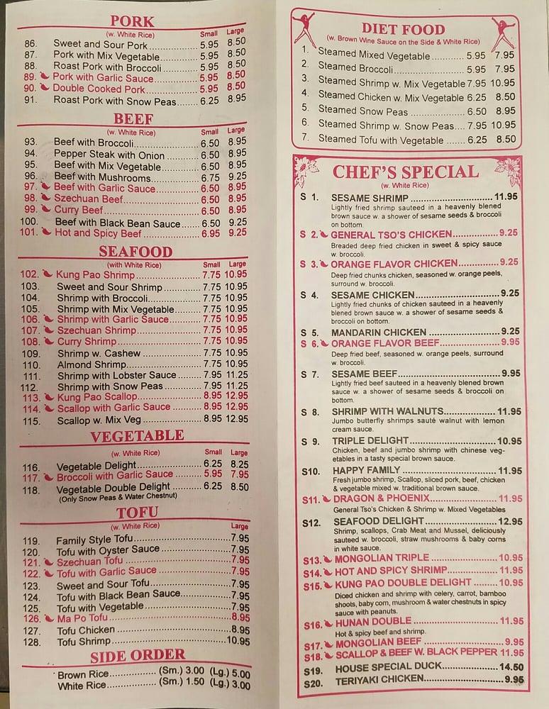 Menu at Panda House restaurant, Green Valley, South Frontage Road