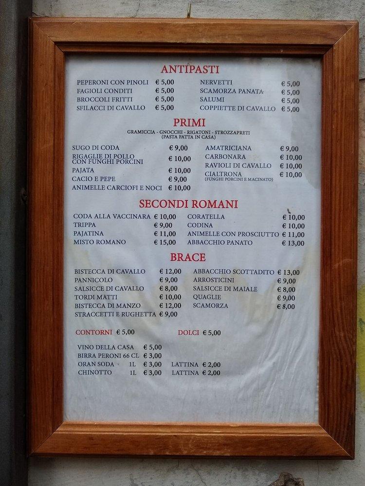 Menu At Betto E Mary Restaurant, Rome