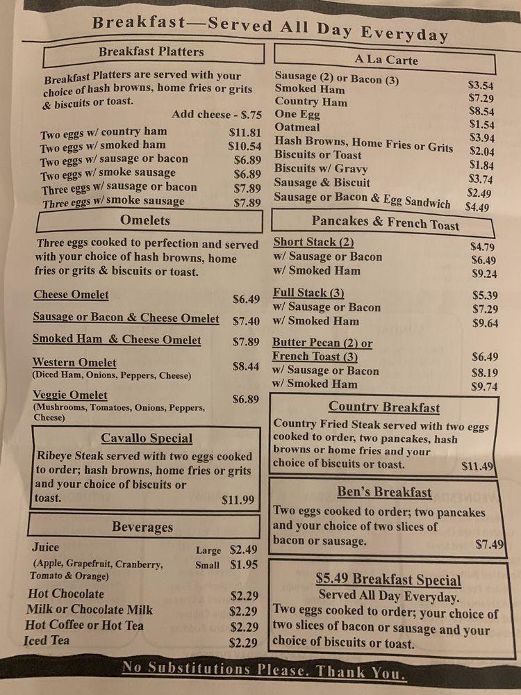 Menu at The Cupboard Restaurant, Memphis