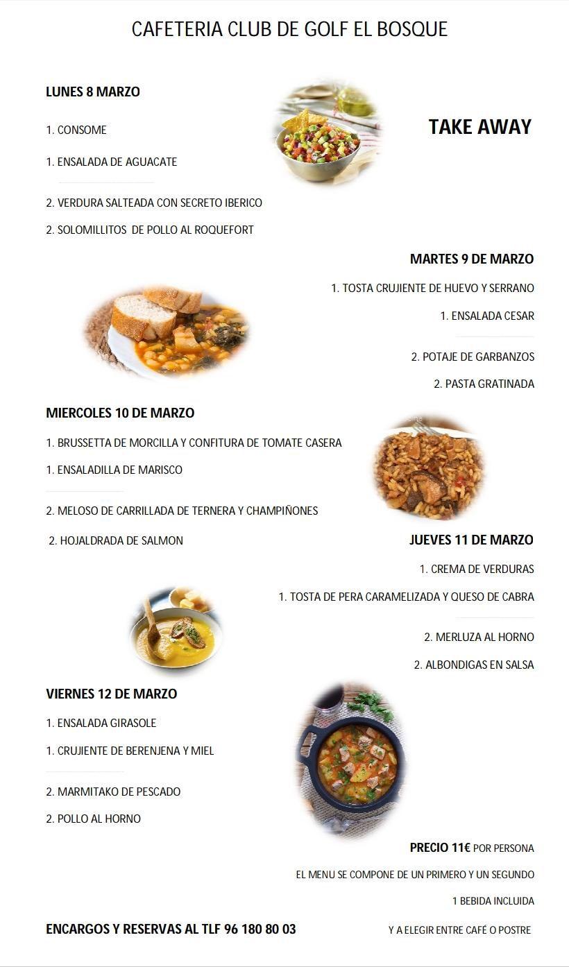 Menu at Cafetería Restaurante Golf El Bosque, Spain