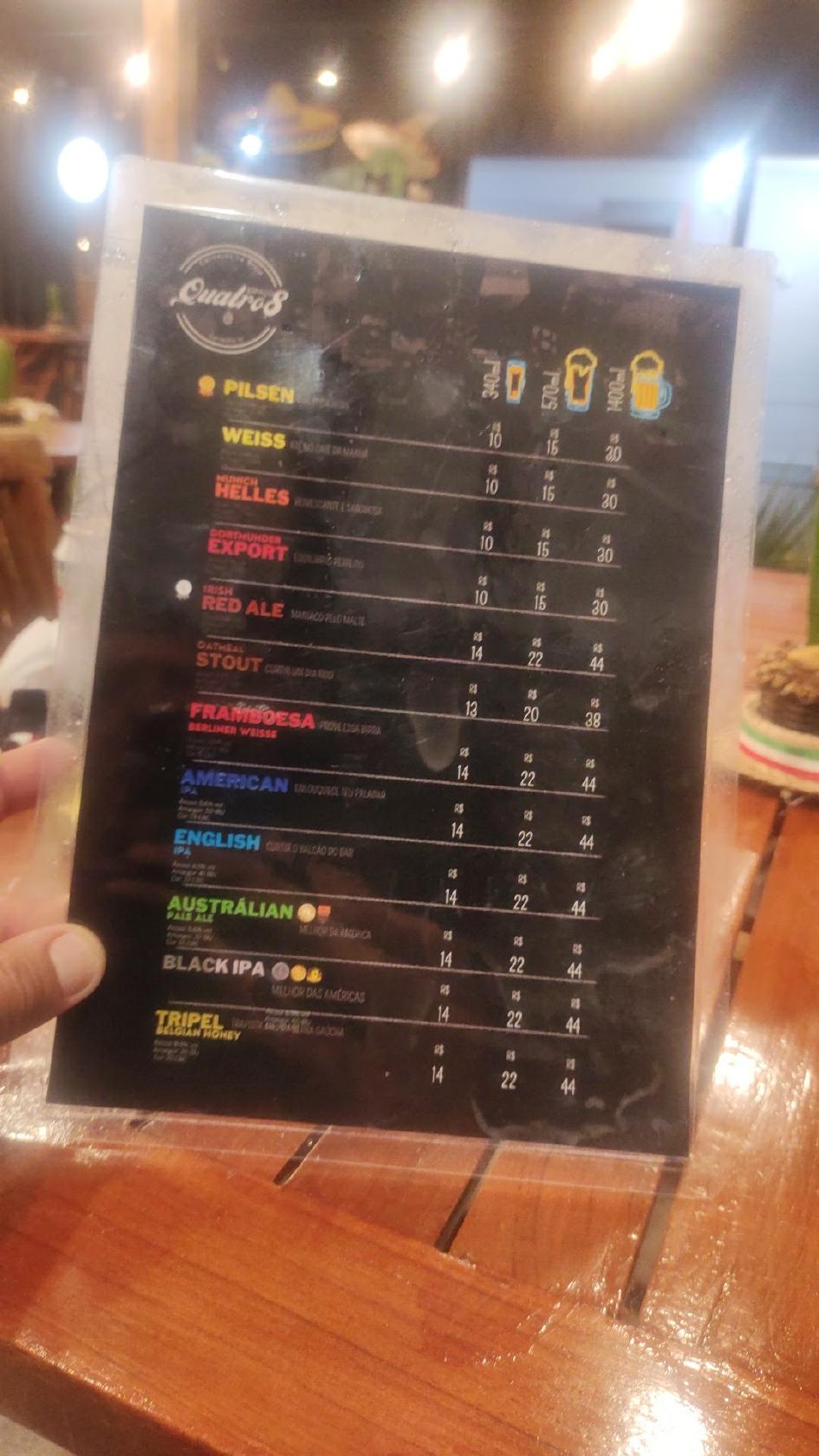 Menu at Espaço Quatro8 Garopaba pub & bar, Garopaba