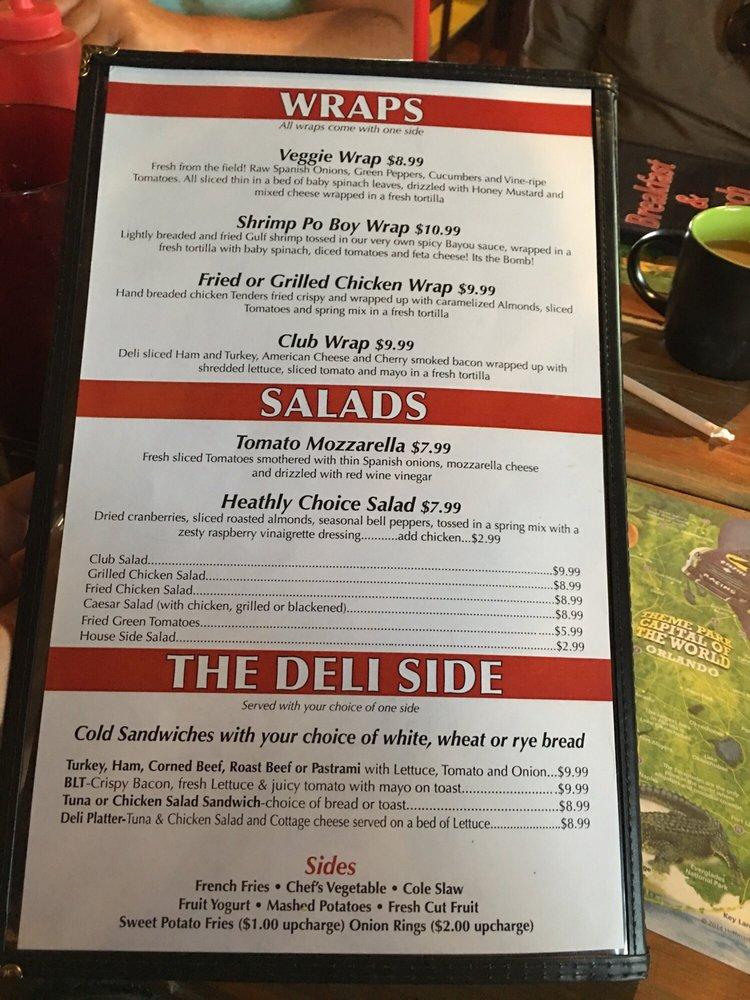 Menu at Red's Restaurant, Hernando