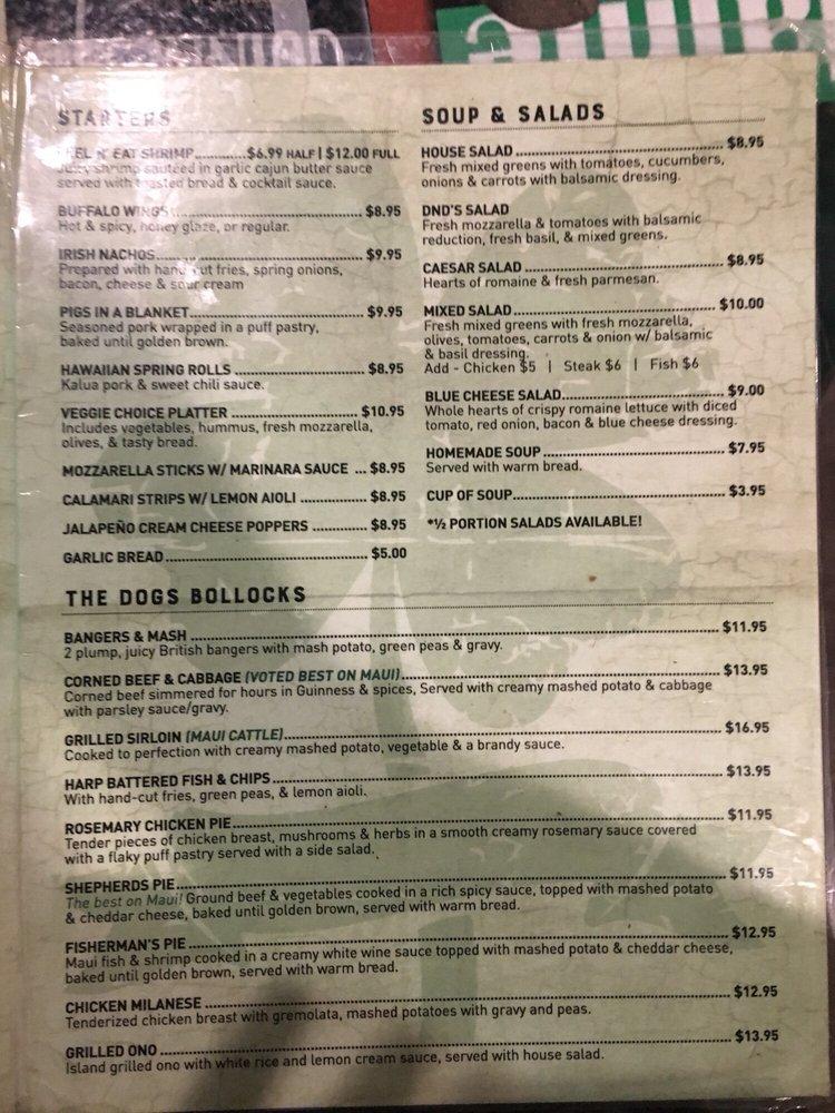 Menu at Dog & Duck pub & bar, Kihei