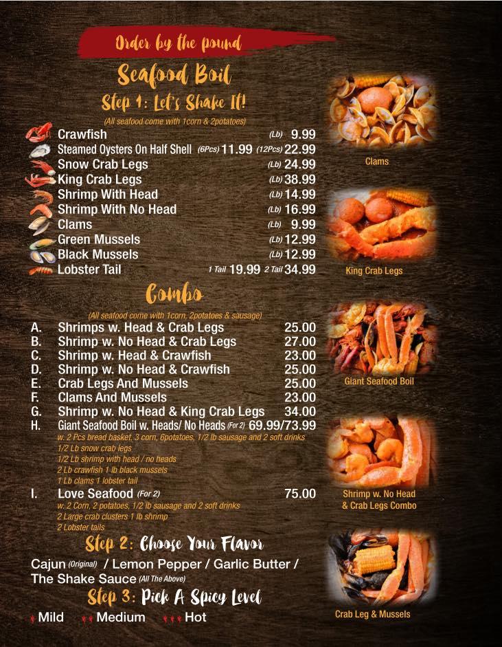 Menu at Juicy Seafood Little Rock restaurant, Little Rock