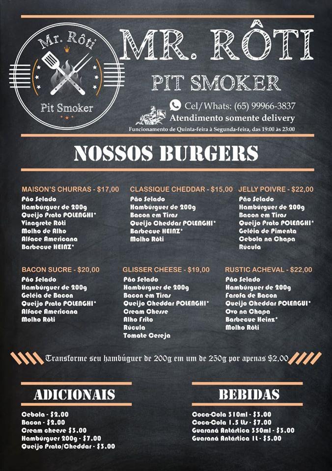 Menu at Mr. Rôti Pit Smoker restaurant, Nova Mutum