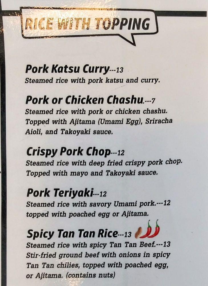 Carta del restaurante Rockin' Ramen, Temple