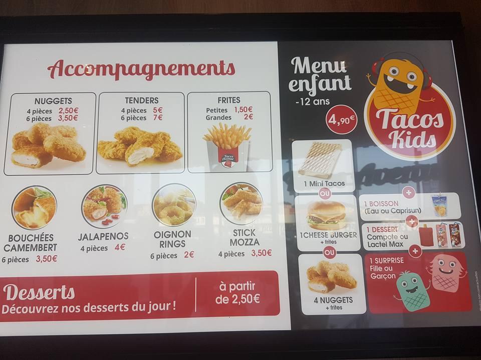 Menu au Tacos Avenue restaurant, La SeynesurMer