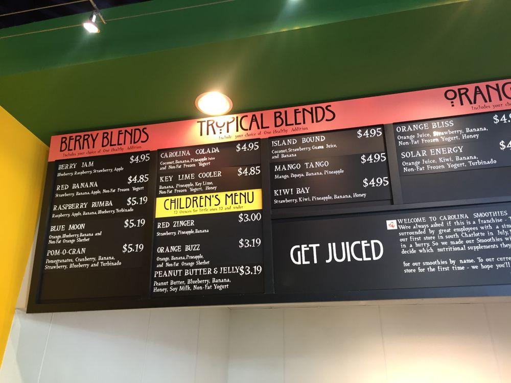 Menu at Carolina Smoothies pub & bar, Charlotte, East Blvd D