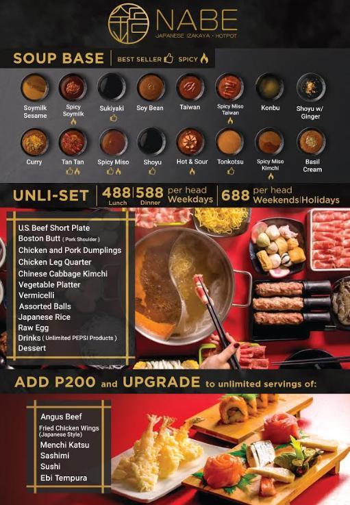 Nabe Japanese Izakaya And Hotpot Tagaytay Menu Where To Eat In | My XXX ...