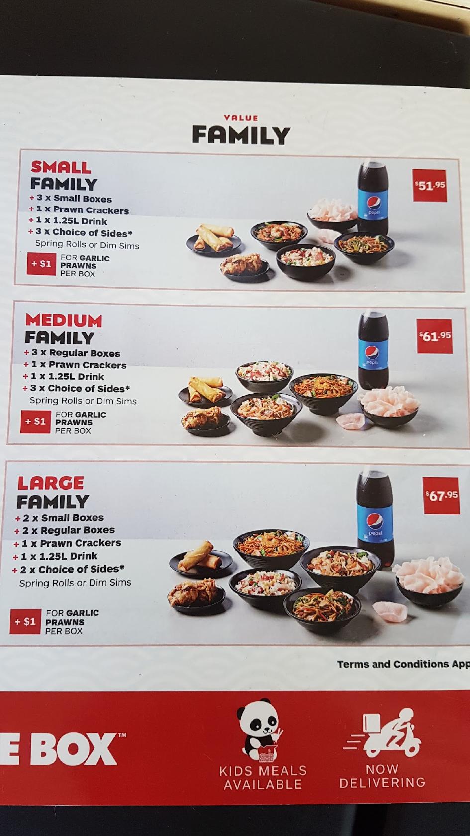 Menu at Noodle Box Townsville The Lakes fast food, Currajong, The Lakes
