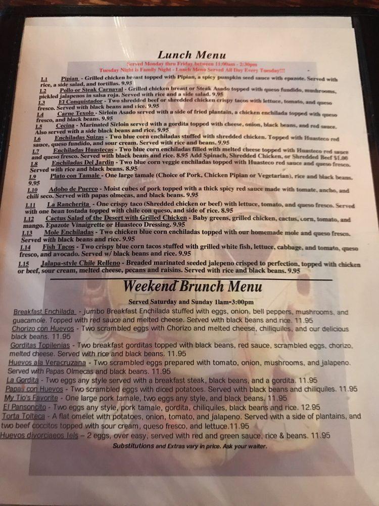 Menu at Veracruz Cafe Cedar Hill, Cedar Hill, Hwy 67
