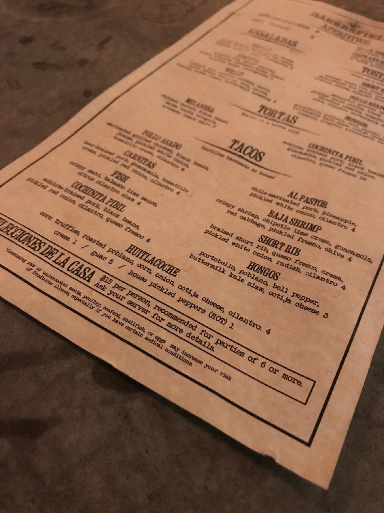 Menu at Bakersfield pub & bar, Pittsburgh