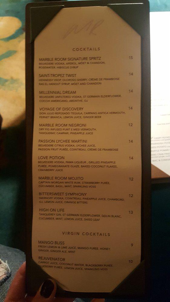 Menu at Marble Room Steaks and Raw Bar, Cleveland