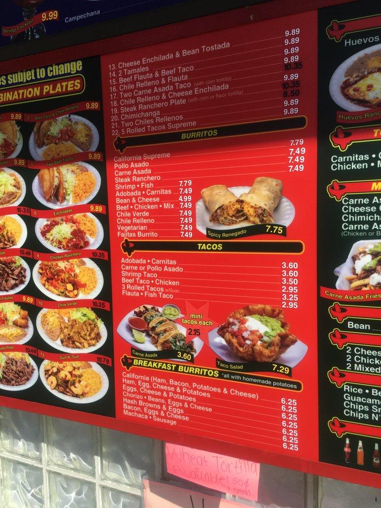 Menu at Salsa Mexican Food restaurant, Poway