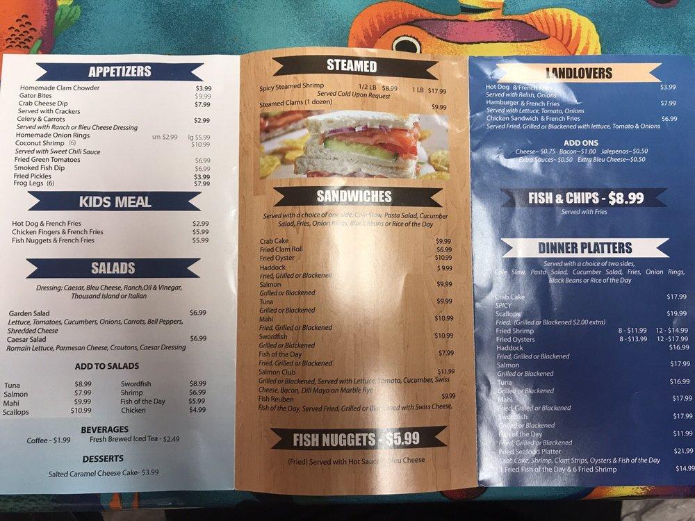 Menu at Bay St Seafood restaurant, Daytona Beach, 141 Bay St