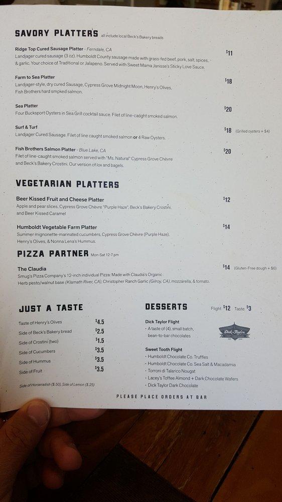 Menu at Humboldt Bay Provisions pub & bar, Eureka