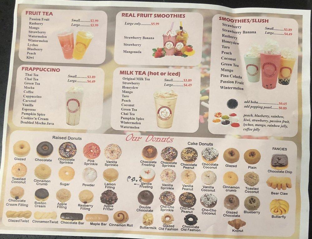 Menu at PANA Donuts & Boba Tea, Indianapolis, W 86th St Suite B