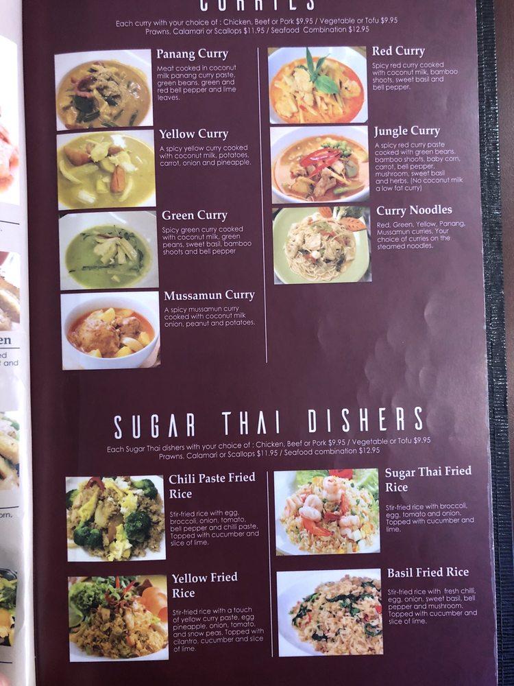 Menu at Sugar Thai Food restaurant, Ellensburg