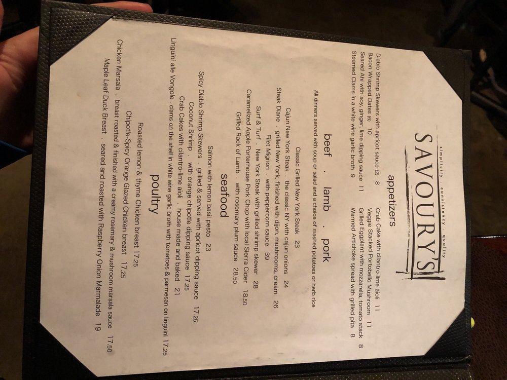 Menu at Fredricks of Savourys pub & bar, Mariposa