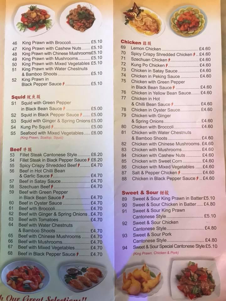 Menu at Golden Hill fast food, Leyland